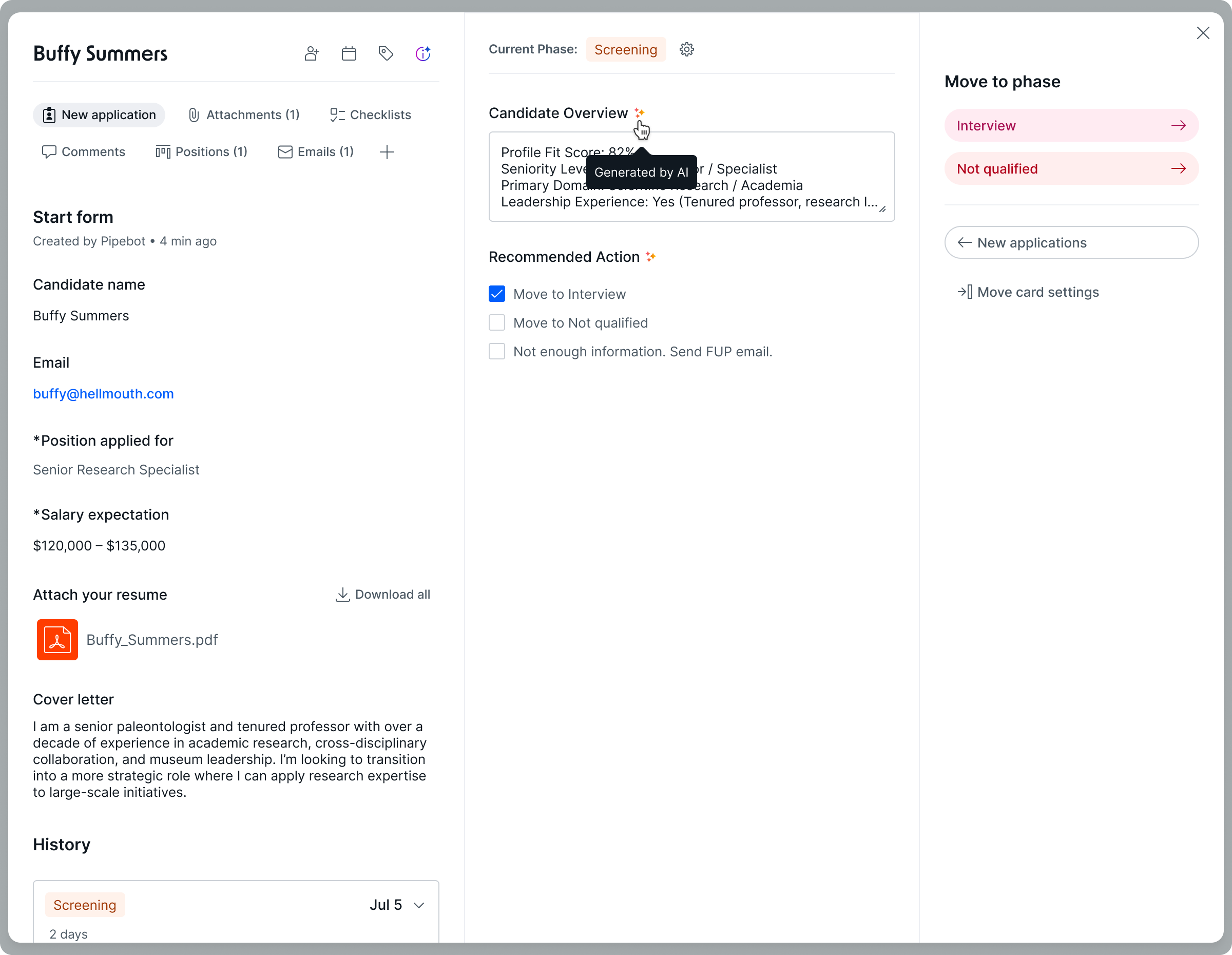 AI Field Visibility — sparkle badge next to an AI-generated field with a 'Generated by AI' tooltip on hover
