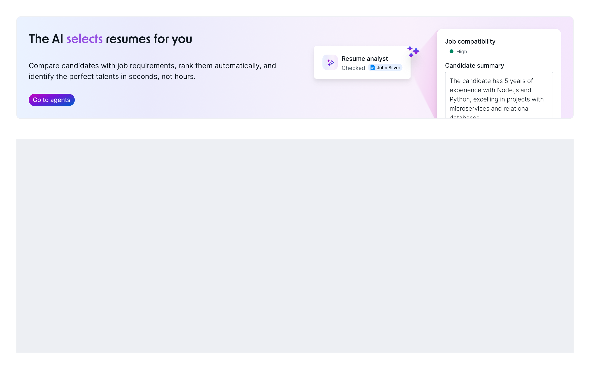 In-product AI Awareness — contextual banner educating users about the Resume Analyst agent and its capabilities