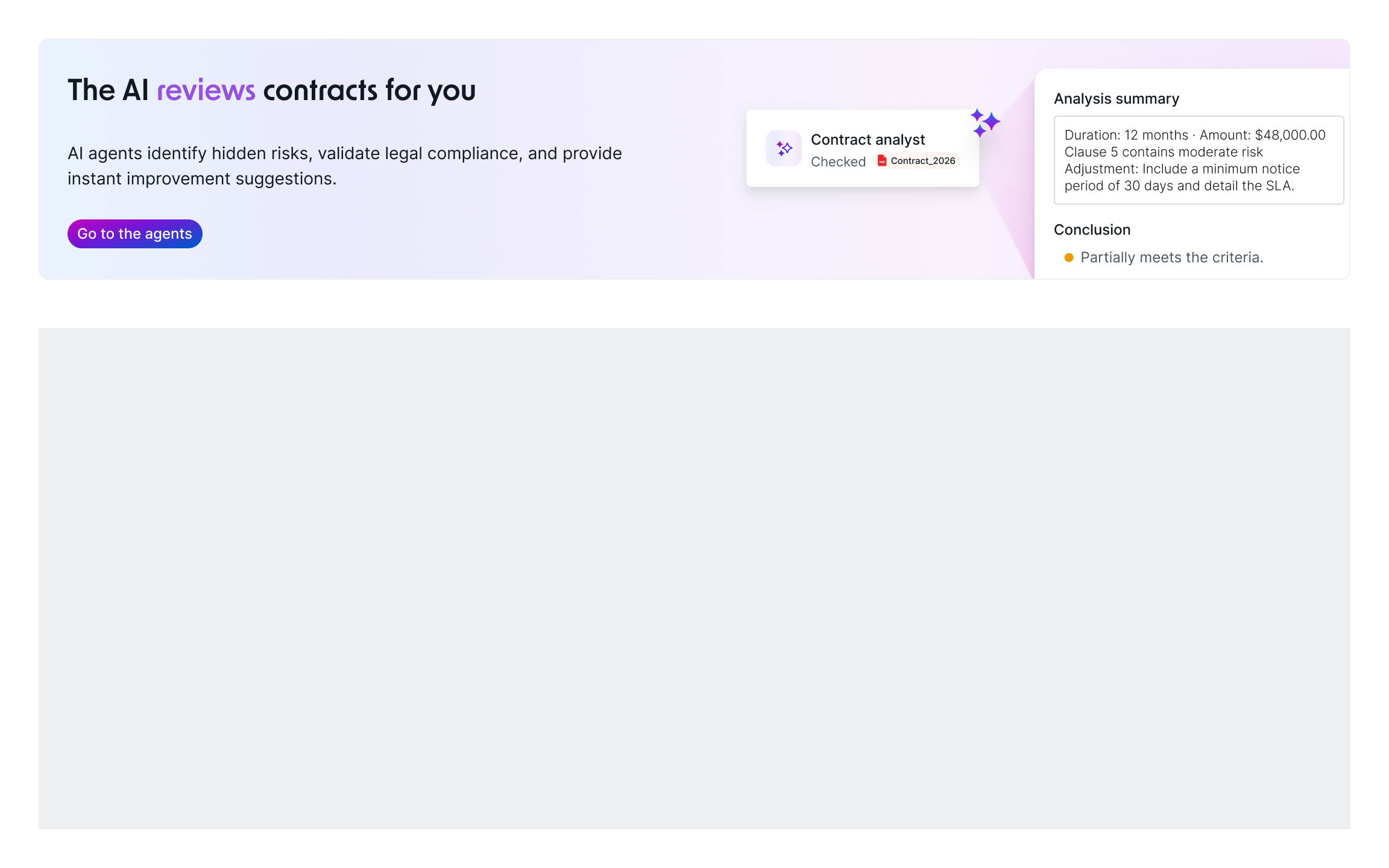 Awareness banner variant — Contract Analyst agent for contract review