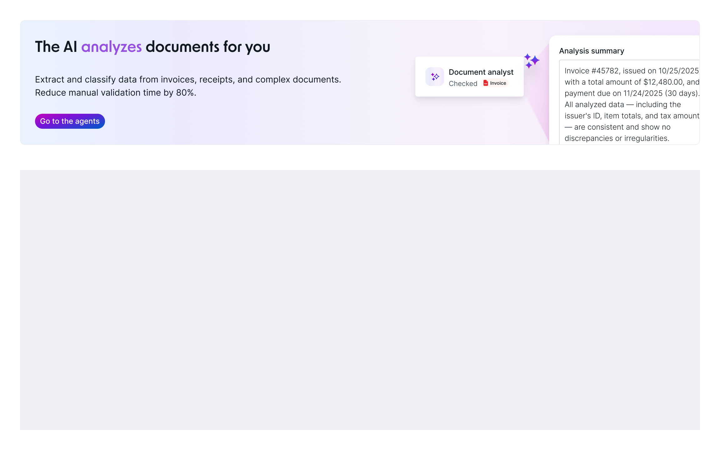 Awareness banner variant — Document Analyst agent for invoice and document extraction